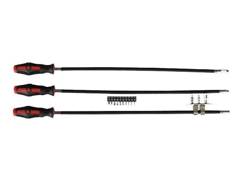 KRAVM K50043 Set of 3 flexible screwdrivers for mechanics with bits and sockets - 1/4" drive