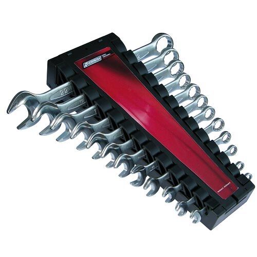 KRAVM E07001 Plastic clip with complete set of 12 combination spanners 6-22 mm