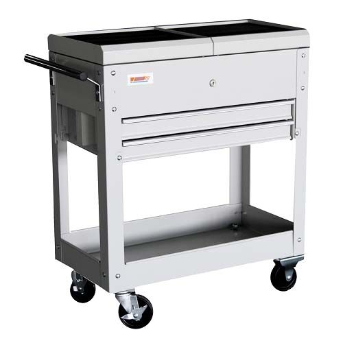 KRAVM E08000 Carrello da officina con 2 cassetti antiribaltamento e chiusura a chiave