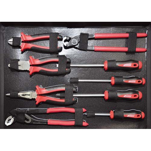 KRAVM E09067 Lockable aluminium case complete with 111 hand tools Chrome Vanadium - 4 panels