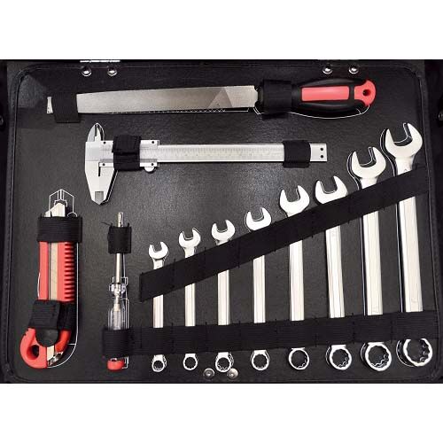KRAVM E09067 Lockable aluminium case complete with 111 hand tools Chrome Vanadium - 4 panels