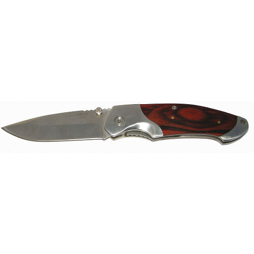 KRAVM E15336 Coltello serramanico in acciaio inox, manico legno, lunghezza lama 80 mm