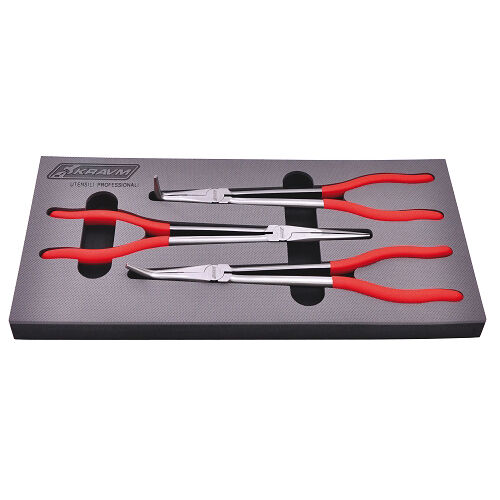 KRAVM E93005 Set 3 pinze con impugnatura manici antiscivolo lunghi 270-290-300 mm