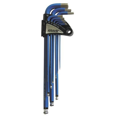 KRAVM E93023 Set of 9 coated ball-end hex keys 1.5-10 mm