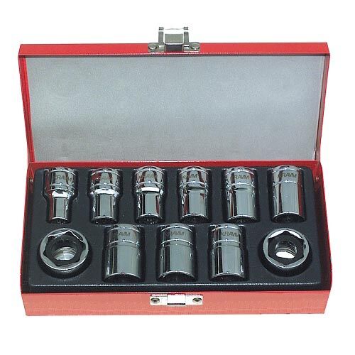 KRAVM K00021 Set Bussole magnetiche 11 pezzi in Cromo Vanadio attacco 1/2"