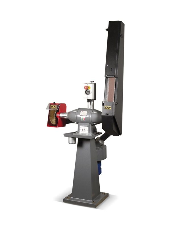TOMMASI & BONETTI LN02C-P - Levigatrice e pulitrice verticale combinata per metalli su colonna con interruttore magneto termico, 400 V, 2800 rpm