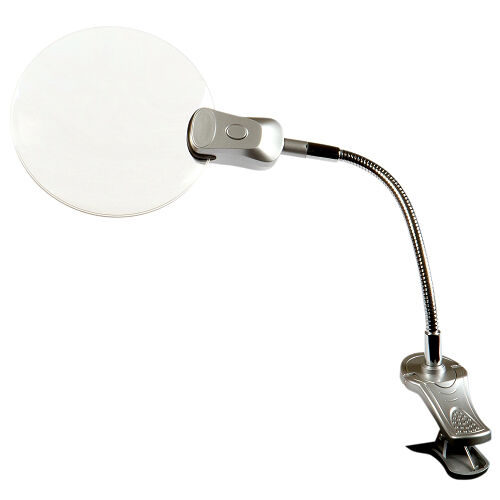 Lente d'ingrandimento, braccio flessibile ed illuminazione a 2 led, fissaggio a morsetto 2 diottrie, 114.53 LTF
