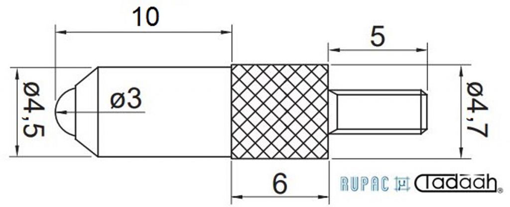 1510008 Accessorio per comparatori - Puntalino M2,5 - Lungo L 10