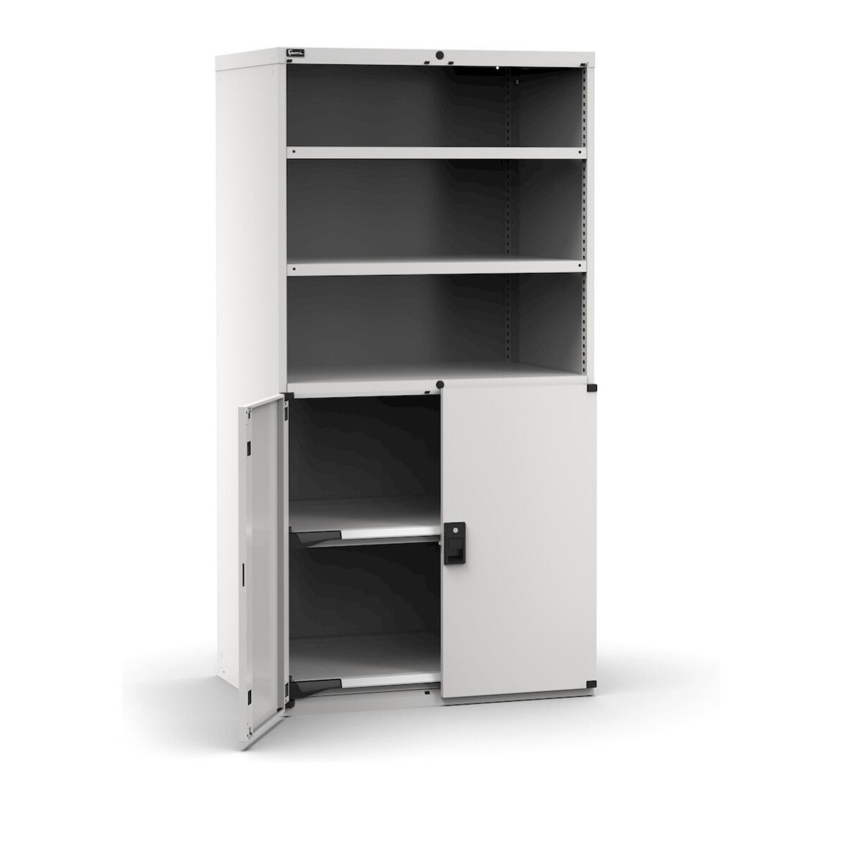 Fami Srl M53A200C010SU08 Armadio portautensili con ante a battente, 2 piani forati e 2 piani estraibili, dimensioni 1020x726x2000mm