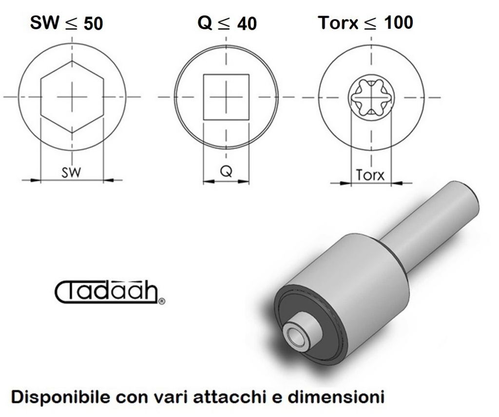 MAXI-BT Poliangolar Brocciatore per interni Modello MAXI con attacco BT40 o BT50 e lunghezza a scelta