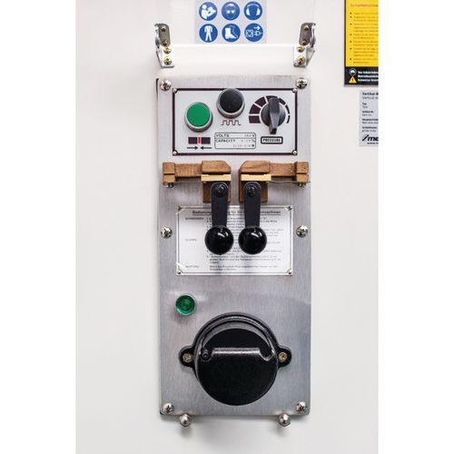 METALLKRAFT 3951610 Vertical metal bandsaw machine 400V Model VMBS 1610, Integrated band welding unit with annealing, cutting and grinding device