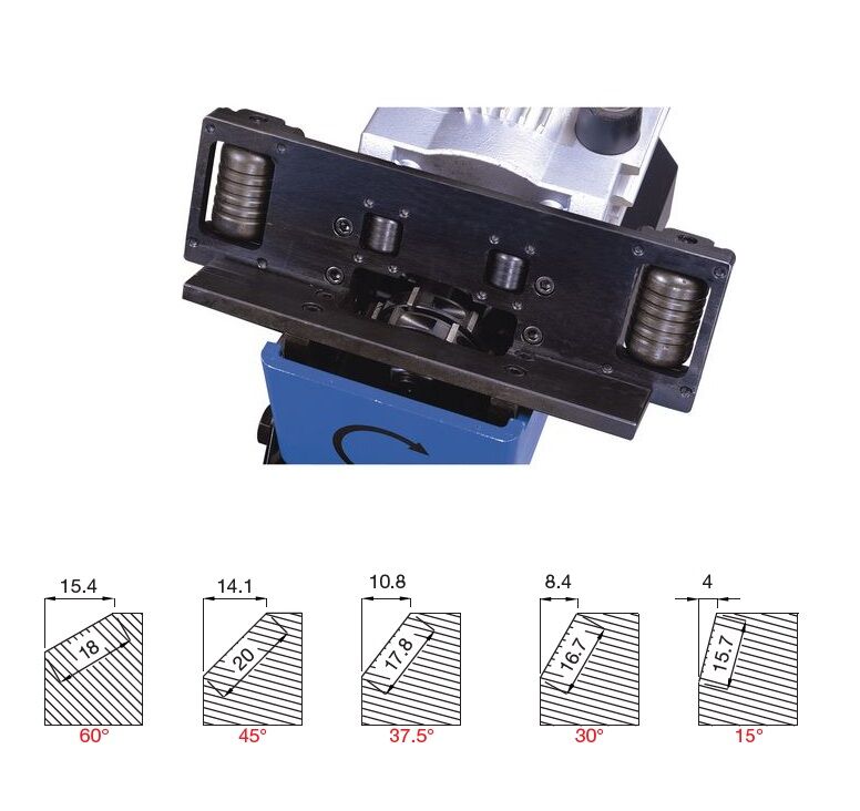 METALLKRAFT 3990017 Edge deburrer for visible edges and weld preparation with stepless angle adjustment - Model KE 16-2
