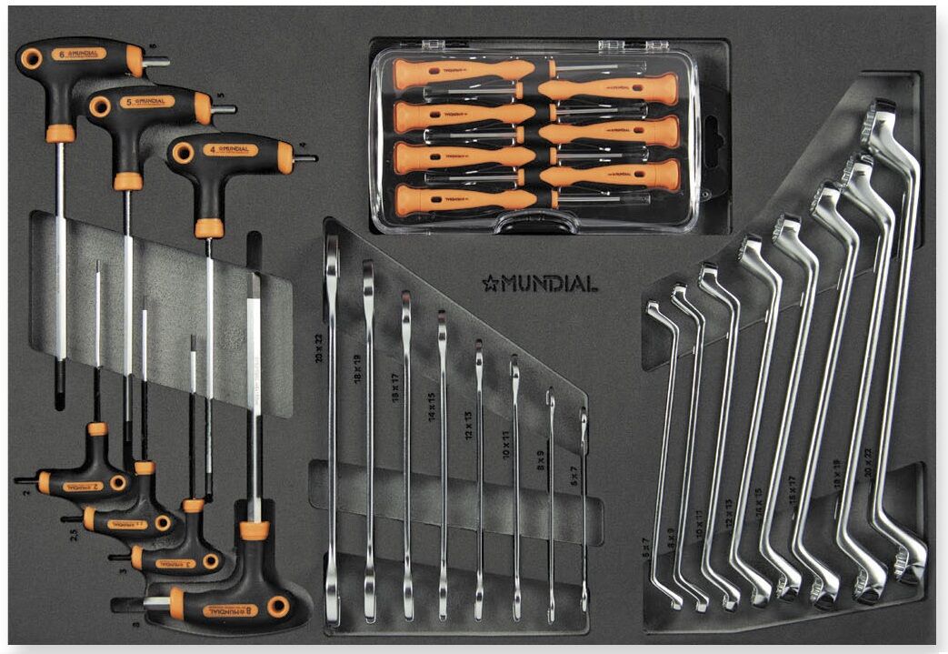 MUNDIAL 1812.360 Carrello completo di 287 utensili professionali con 7 cassetti e piano di lavoro in ABS