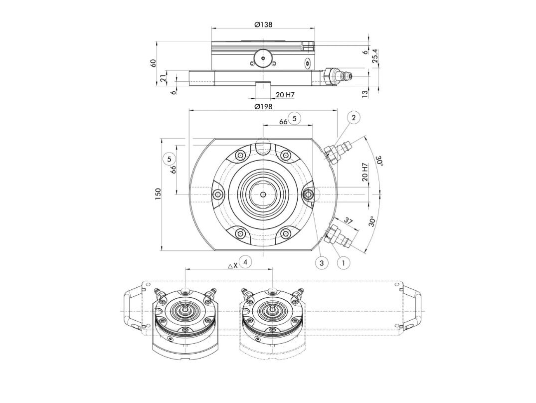 1323568 SCHUNK Spannstation Platte 198x150x60mm mit Einzelmodul NSE3 138-V1 Turbofunktion, Einzugskraft von 28 kN, Verdrehsicherung 2fach 90°