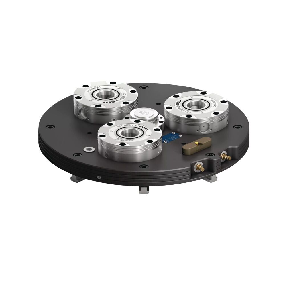 1323583 SCHUNK Clamping station turn Ø450x75mm with triple module NSE3 138 with short taper A4, turbo pull-down force 84 kN, max. rotationsl speed 2000 1/min