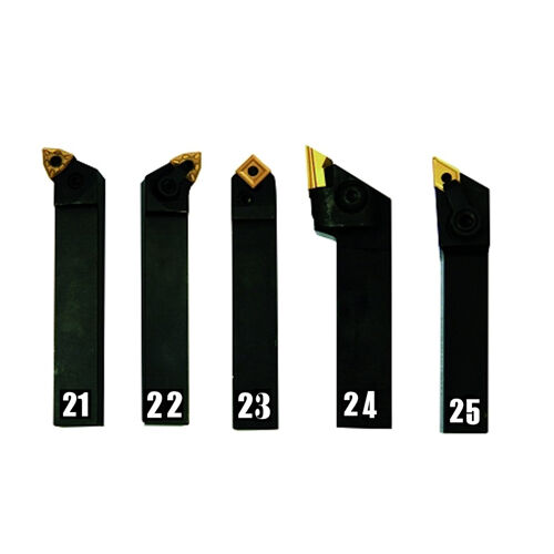OPTIMUM 050OP1668 - Set 5 utensili da tornio 16mm con placchette in metallo duro e rivestimento in titanio