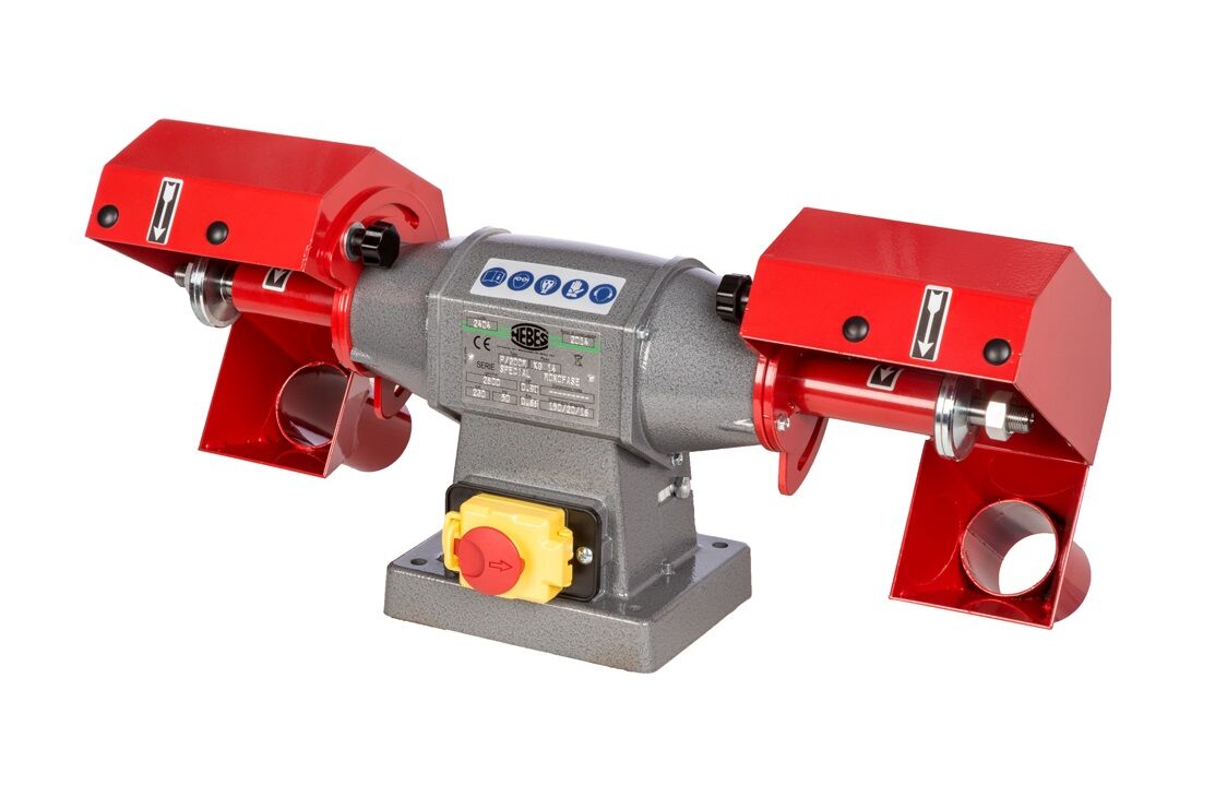 NEBES P-200M Aluminium Tischpoliermaschine zum Reinigen/Polieren von Kleinteilen, Special Series einphasig 230V - Zwei Bürsten 150x20x16 mm