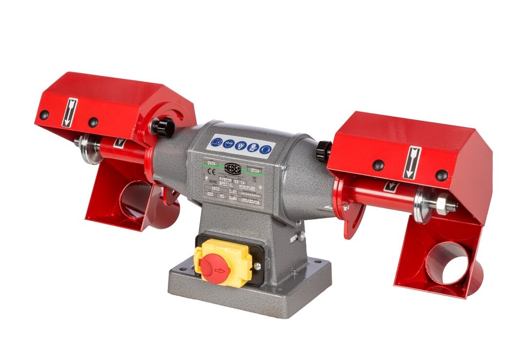 NEBES Elettromeccanica P-200T Pulitrice in alluminio a due spazzole 150x20x16 mm "Serie Special" per pulitura/lucidatura di piccoli pezzi, motore trifase 400V