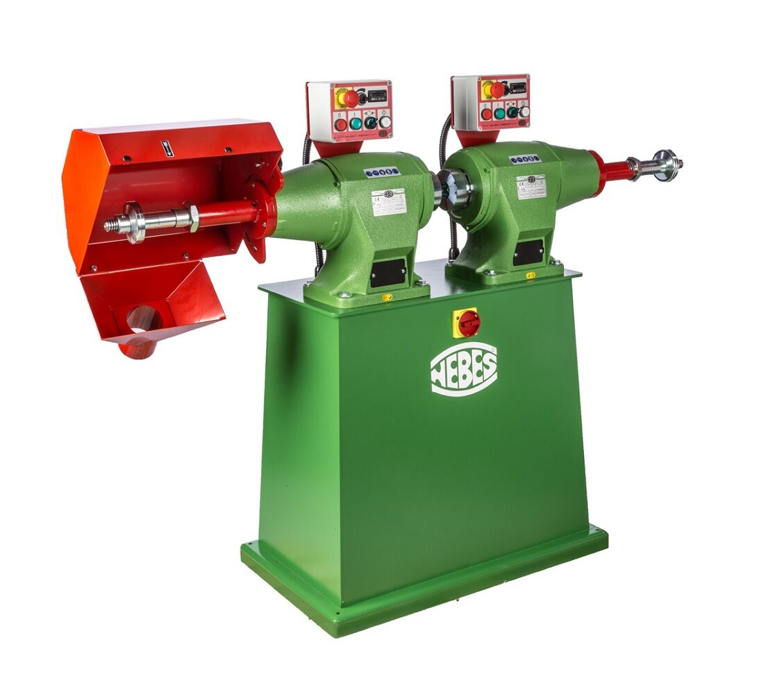 NEBES Elettromeccanica P6-DI Pulitrice industriale in Ghisa a doppio motore 4 + 4 Hp con alberi indipendenti e raffreddamento forzato, motore induzione trifase 400V