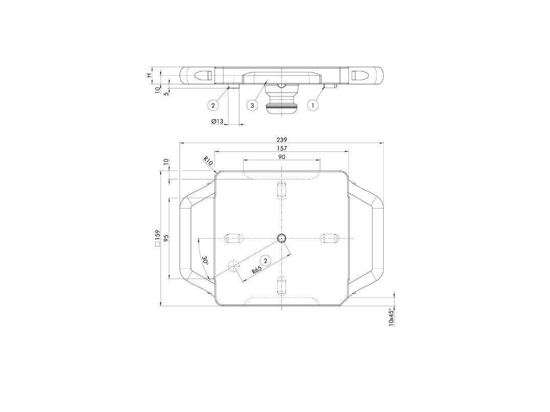 1327423 SCHUNK Pallet di serraggio senza dispositivi di serraggio 159x159x20mm in acciaio, perno di bloccaggio inferiore a una via SPx 40 e 4 perni cilindrici