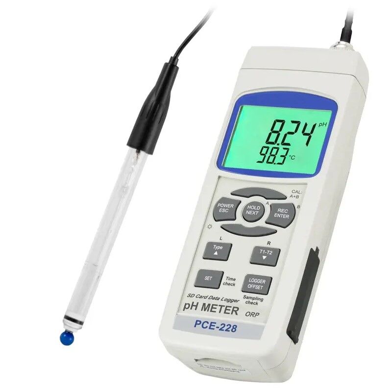 PCE Instruments PCE-228HTE Tragbares pH-Meter für pH, Redox und temperatur mit hochtemperatursonde, SD-speicher und RS-232-schnittstelle für excel-daten