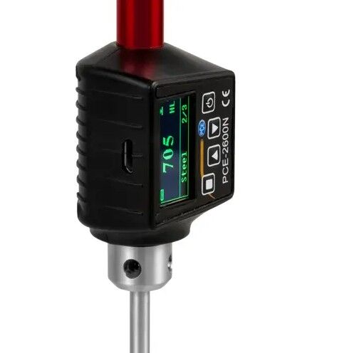 PCE Instruments PCE-2600N Analizzatore di materiale con display OLED, misura della durezza dei metalli a 360°, design compatto, allarme soglia e memoria integrata