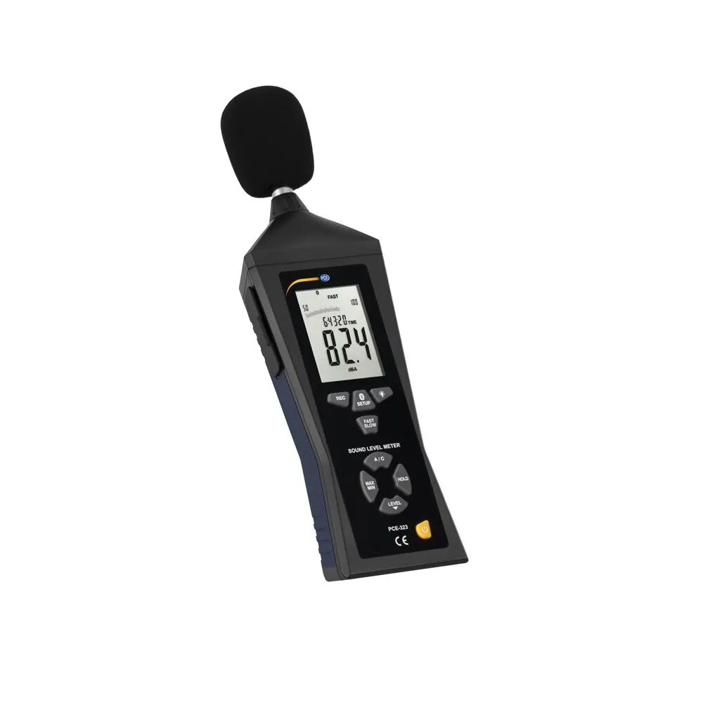 PCE Instruments PCE-323 Class 2 Sound Meter with frequency weighting A and C, PC and Bluetooth software for Android and iOS