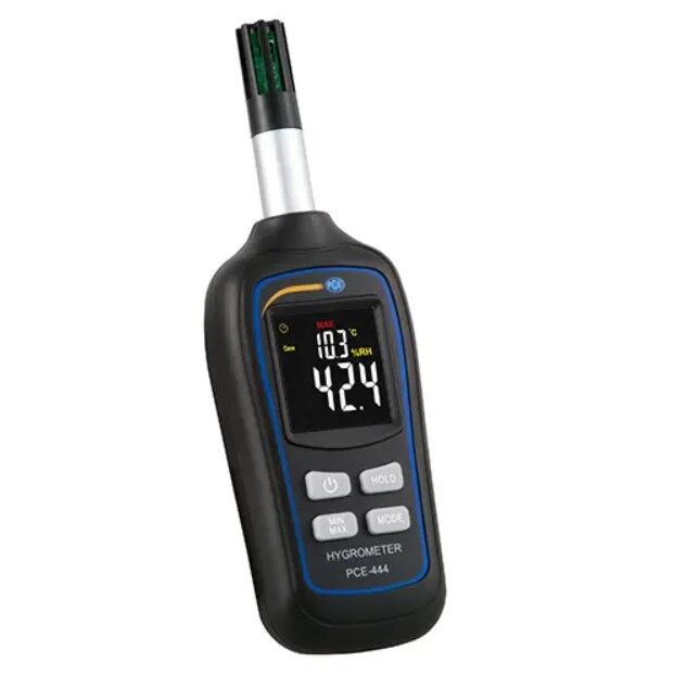 PCE Instruments PCE-444 Pocket hygrometer with precision sensors, backlit LCD display, HOLD function, and dew point calculation, ideal for quick measurements