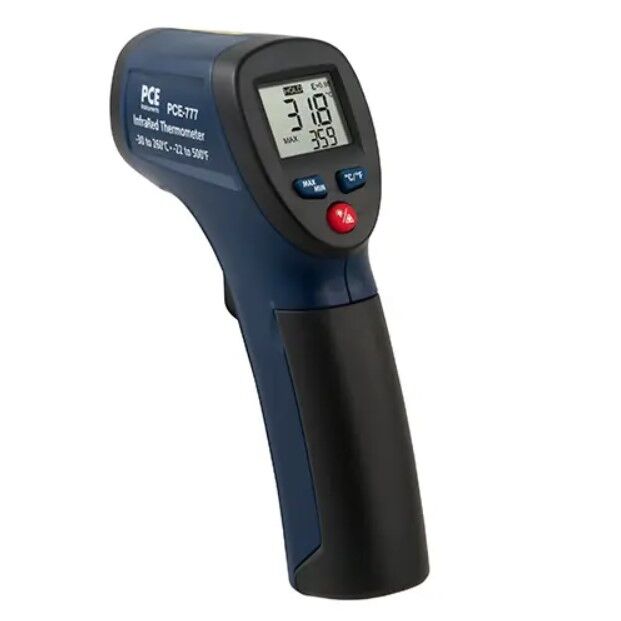 PCE Instruments PCE-777N Misuratore di temperatura compatto con puntatore laser per misure non distruttive; rapporto distanza-punto 8:1 e spegnimento automatico