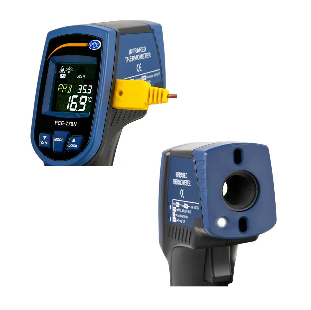PCE Instruments PCE-779N Pyrometer - Thermoelementmessung- und Infrarot-Thermometer mit LED-Licht zur Messung der Oberflächentemperaturen