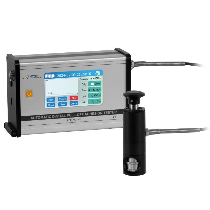 PCE Instruments PCE-AAT 500 Tester di adesione automatico con testa autoallineante, pompa idraulica elettronica, touch screen 5", salvataggio dati USB e conforme agli standard ISO/ASTM