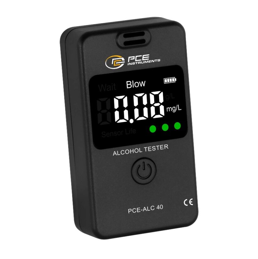 PCE Instruments PCE-ALC 40 Alcoltest digitale portatile senza contatto con display a semaforo, memoria 50 valori e campo di misura 0–1 g/l