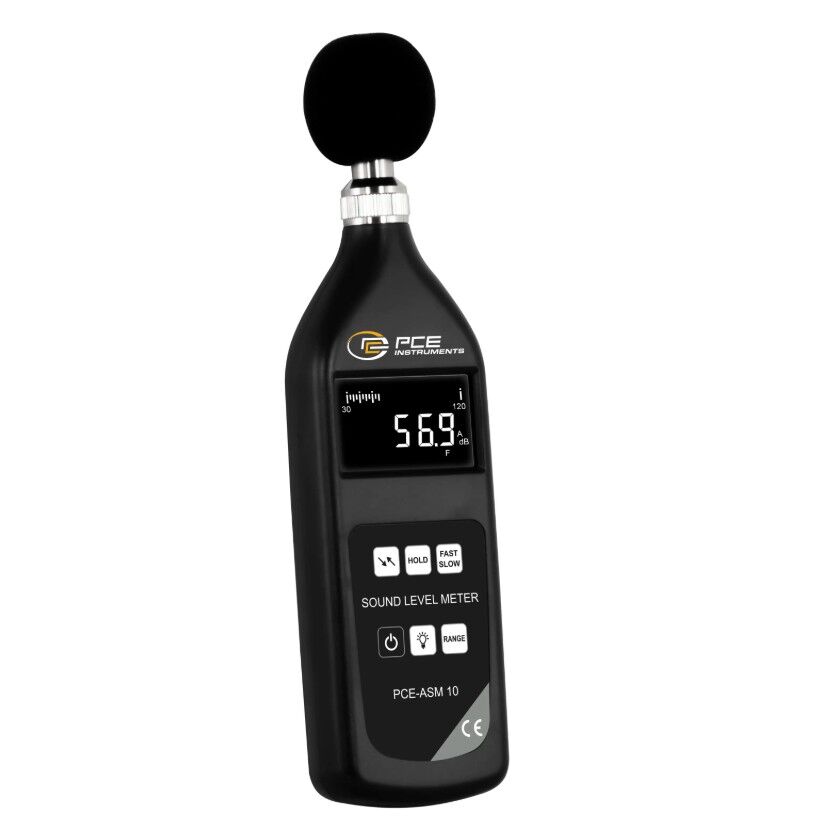 PCE Instruments PCE-ASM 10 Fonometro professionale con ponderazione A/C/Z, funzioni HOLD/MAX e doppia alimentazione, range di misura da 20 a 130 dB