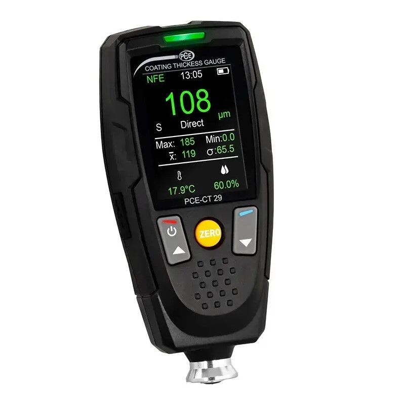 PCE Instruments PCE-CT 29 Analizzatore di superficie SSPC, misurazione spessore 0-2000 µm, temperatura e umidità, statistiche, allarmi e interfaccia micro USB