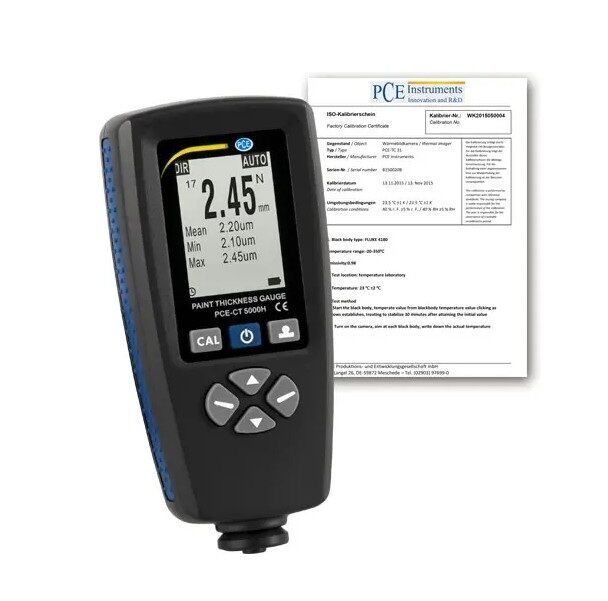 PCE Instruments PCE-CT 5000H-ICA Analizzatore di superficie per misure non distruttive su rivestimenti metalli ferrosi e non ferrosi, campo di misura da 0 a 5000 µm, calibrazione ISO inclusa