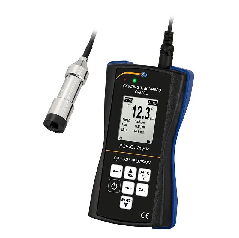 PCE Instruments PCE-CT 80HP-FN2D5 Analizzatore di superficie ad alta precisione per rivestimenti Fe/NFe, range 0-2500 µm, memoria 2000 valori, allarme valori limite, opzione ISO