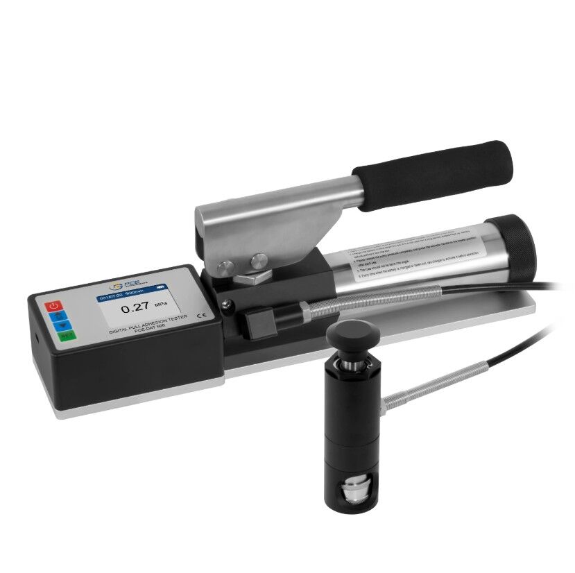 PCE Instruments PCE-DAT 500 Portable adhesion meter with self-aligning head, hand pump, CSV memory and USB interface complying with ISO 4624, ASTM D4541 and GB/T 5210