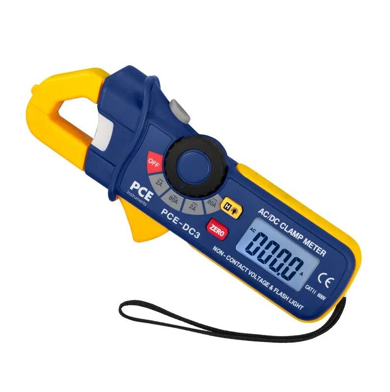 PCE Instruments PCE-DC3 Voltmetro per misura corrente AC/DC fino a 80A, risoluzione 100mA, apertura pinza 18mm