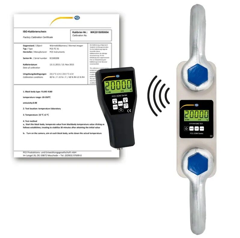 PCE Instruments PCE-DDM 20-ICA Bilancia a gancio portatile, range di misura massima 20.000 kg, per determinare forze di trazione