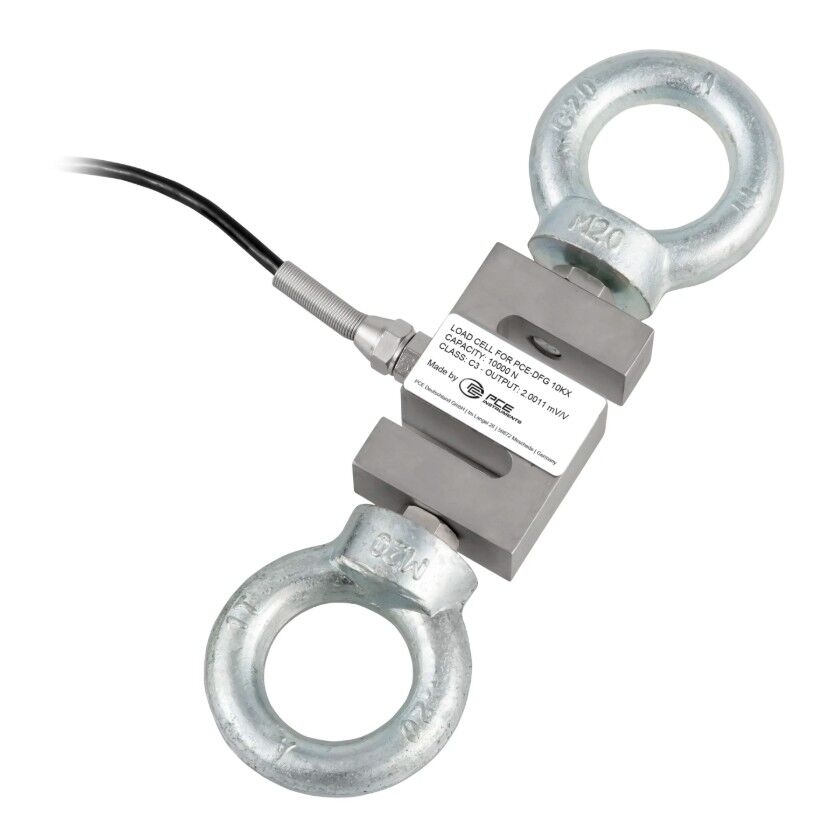 PCE instruments PCE-DFG 10K X Dynamometer mit externer 10.000-N-Kraftmessdose, Grafikdisplay, Datenaufzeichnung, inklusive Software, Speicherung von bis zu 30 Millionen Werten und Schutzart IP67