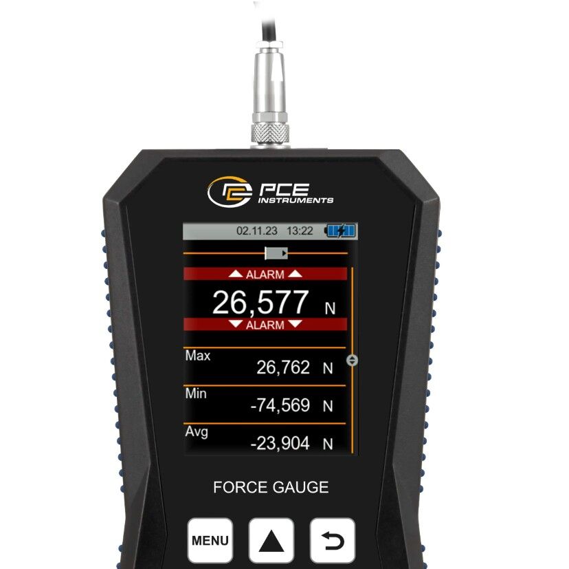 PCE instruments PCE-DFG 10K X Dynamometer mit externer 10.000-N-Kraftmessdose, Grafikdisplay, Datenaufzeichnung, inklusive Software, Speicherung von bis zu 30 Millionen Werten und Schutzart IP67