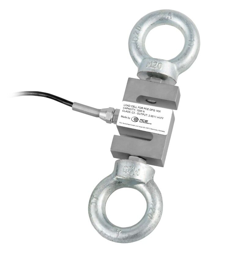 PCE Instruments PCE-DFG 1K X Dinamometro fino a 1 kN con cella di carico esterna, display grafico, data logger 32 GB, USB-C, allarmi e software per analisi dati