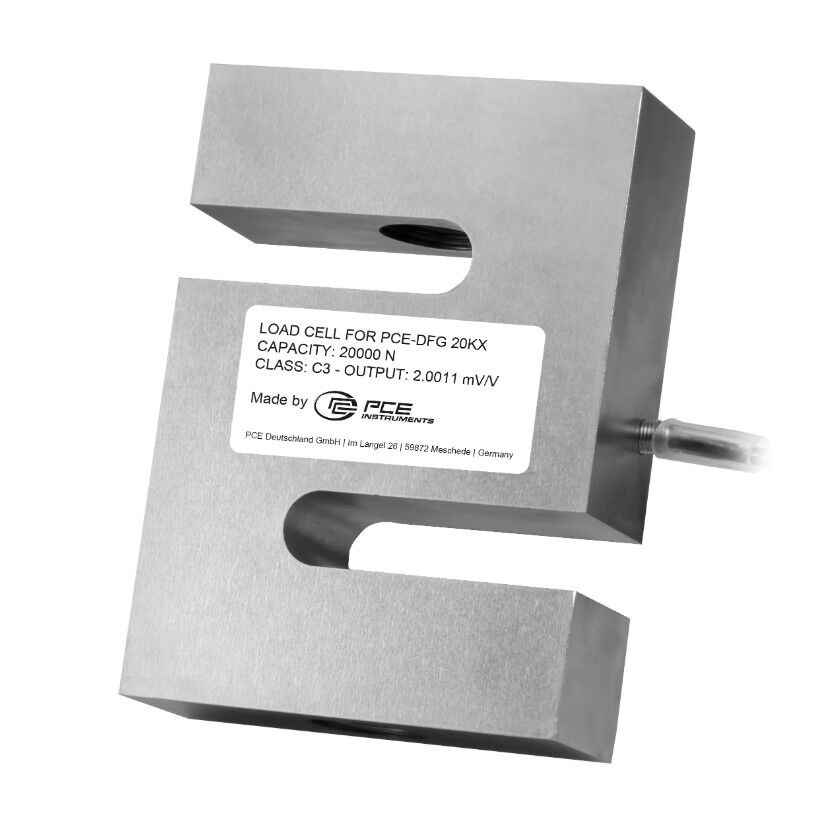 PCE Instruments PCE-DFG 20K X Dinamometro con cella di carico esterna da 20.000 N, allarmi personalizzabili, display grafico, registrazione dati e software incluso per misurazioni precise in laboratorio