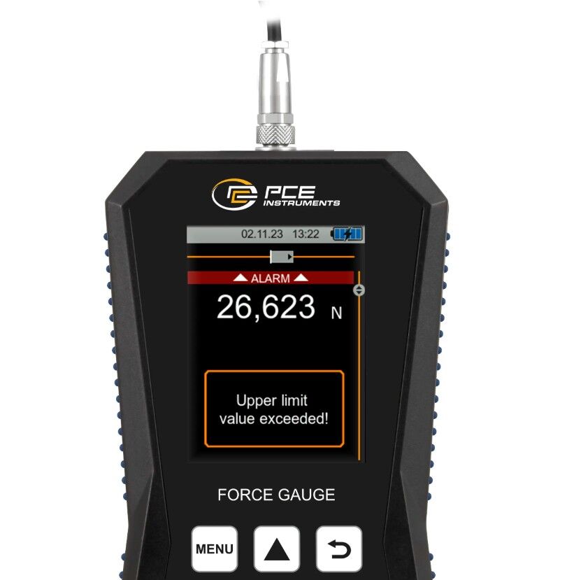 PCE Instruments PCE-DFG 20K X Dinamometro con cella di carico esterna da 20.000 N, allarmi personalizzabili, display grafico, registrazione dati e software incluso per misurazioni precise in laboratorio