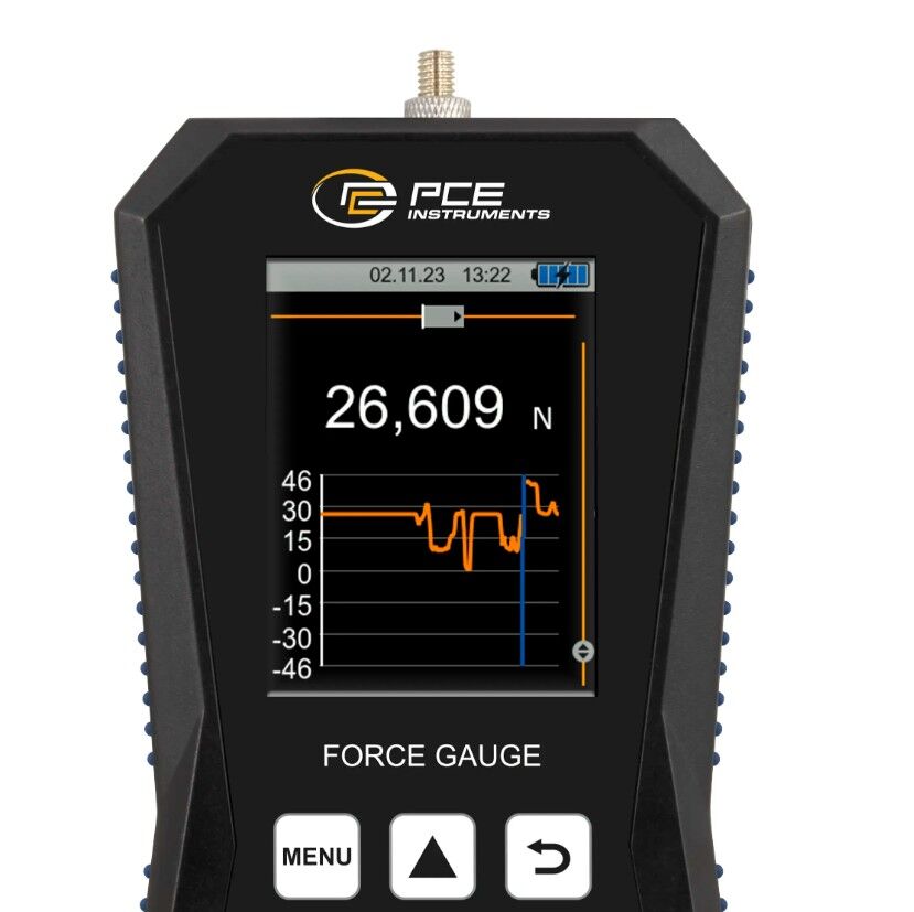 PCE Instruments PCE-DFG 5 X Dynamometer mit 5N Kraftmesszelle, ermöglicht die Messung von Zug- und Druckkräften, Messbereich von 0 bis 5N