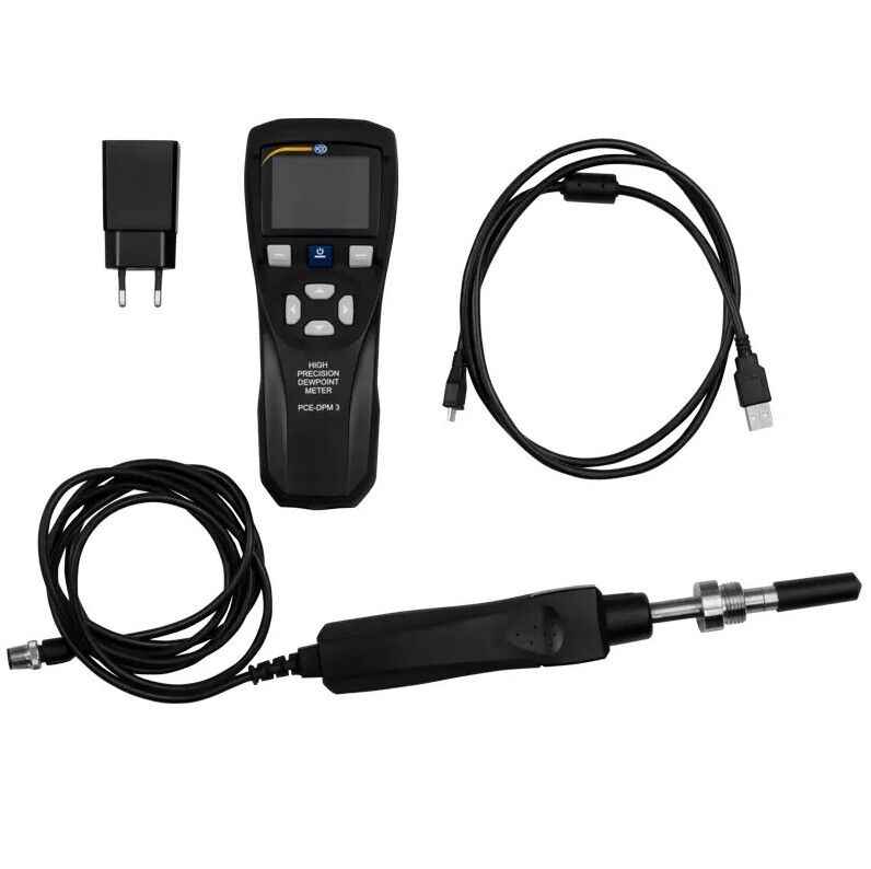 PCE Instruments PCE-DPM 3 Datenlogger für Taupunktmessung und Druckluftparameter, CSV-Speicher, wiederaufladbare Batterie, einfacher Anschluss an PC zur Analyse