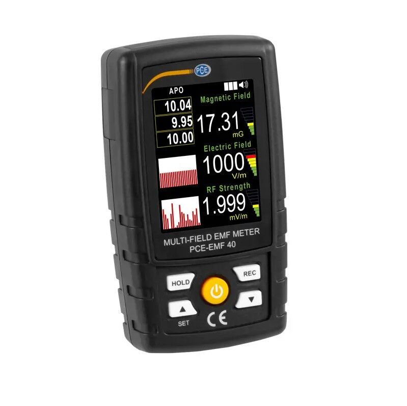 PCE Instruments PCE-EMF 40 Magnetometro multifunzionale con display da 2,4'', misura triassiale fino a 2000 V/m, retroilluminazione, allarme acustico e visualizzazione grafica