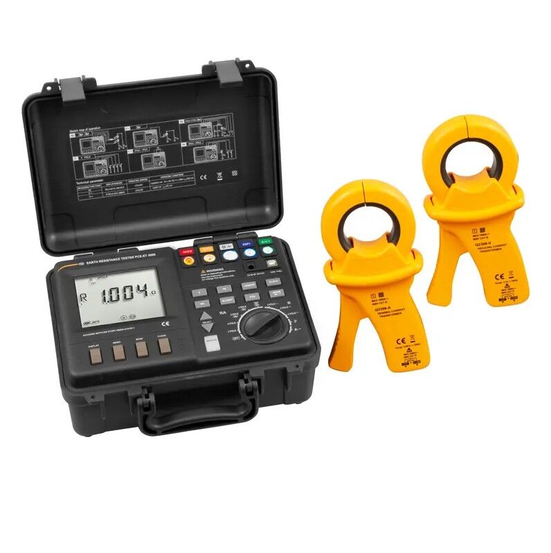 PCE Instruments PCE-ET 5000 Tester VDE portatile con memoria, guida visiva, misura resistenza, controllo parafulmine e verifica corrente, tensione e frequenza
