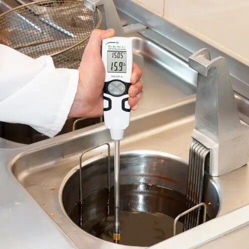 PCE Instruments PCE-FOT 10 Termometro per alimenti con display LCD a 3 cifre, range di misura dei composti polari da 0.5 a 40 per cento