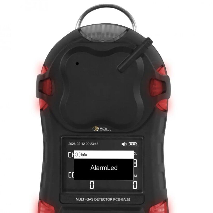 PCE Instruments PCE-GA-25 Dispositivo per la sicurezza e la salute sul lavoro per gas infiammabili/O2/CO/H2S, allarme ottico, acustico e a vibrazione